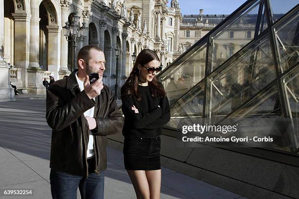 Bella Hadid is seen on January 22, 2017 in Louvre musem Paris, France.