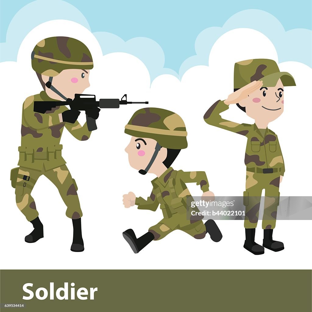 Military Soldier Weapon Cartoon Flat Vector Illustration High-Res Vector  Graphic - Getty Images