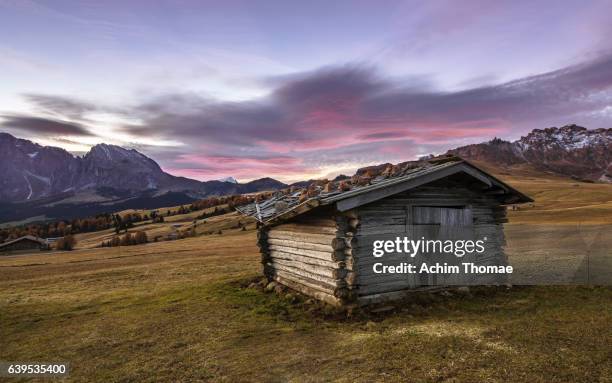 alpe di siusi (seiser alm), dolomite alps, italy, europe - dramatische landschaft fotografías e imágenes de stock