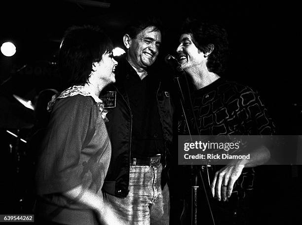 Rosanne Cash, Johnny Cash and Rodney Crowell perform at The MoonShadow Saloon in Atlanta Georgia October 19, 1982