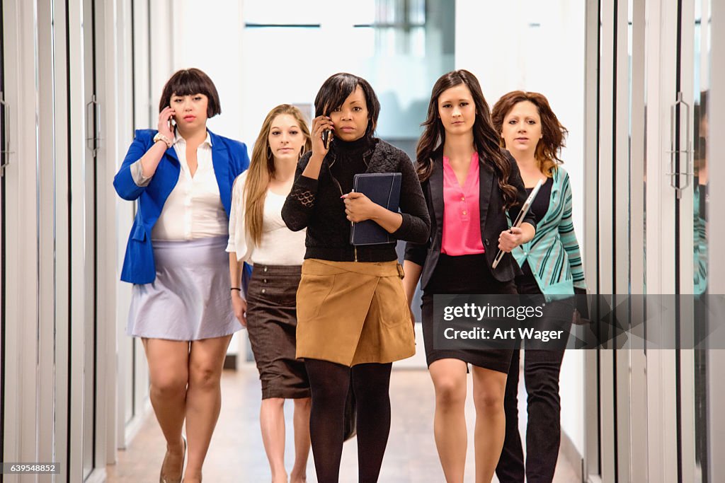 Successful Female Corporate Business Team Walking WIth Purpose