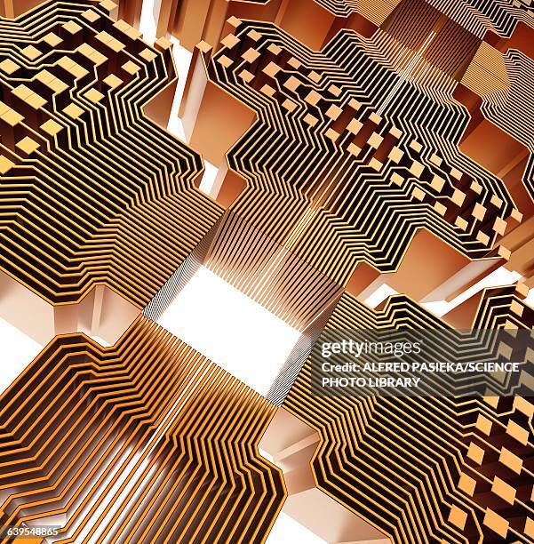 quantum computer, electronic circuitry - quantum computing stock illustrations