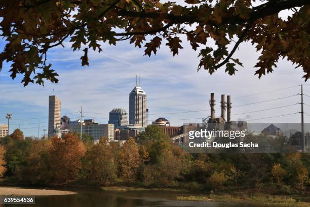 downtown city skyline, indianapolis, indiana, united states - indianapolis park stock pictures, royalty-free photos & images