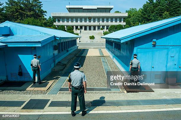 high security border between south and north korea, panmunjom, south korea - panmunjom stock pictures, royalty-free photos & images