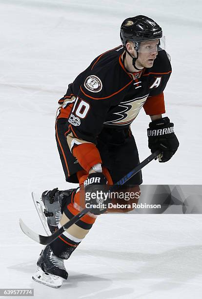 Corey Perry of the Anaheim Ducks skates during the game against the St. Louis Blues on January 15, 2017 at Honda Center in Anaheim, California.