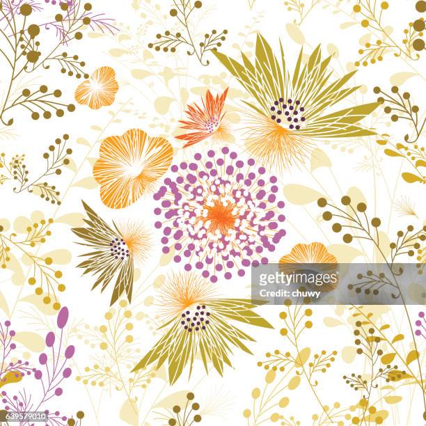 frühling blume muster nahtlose floral tapete verpackung papier hintergrund - chuwy stock-grafiken, -clipart, -cartoons und -symbole