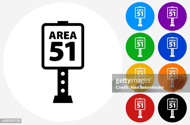 illustrations, cliparts, dessins animés et icônes de zone 51 icône de signe sur les boutons de cercle de couleur plate - area 51