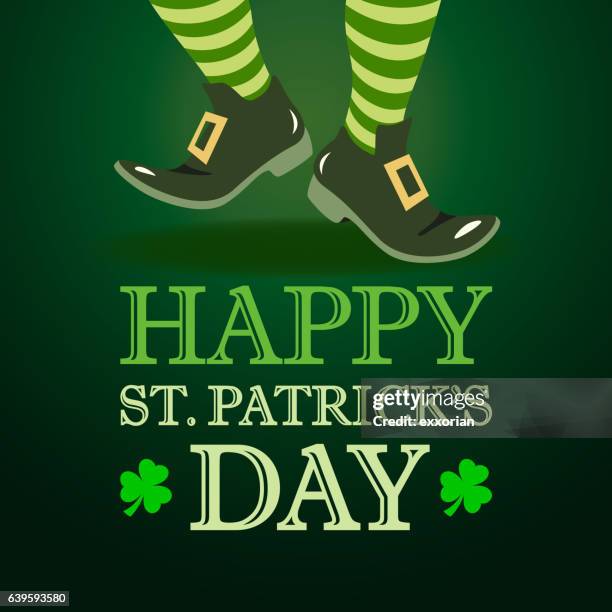 leprechaun-tanz am st. patrick es day - menschliches bein stock-grafiken, -clipart, -cartoons und -symbole