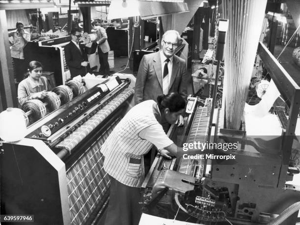 William Everard Managing Director of Cash's of Coventry seen here in the label and badge weaving shop 25th March 1980.