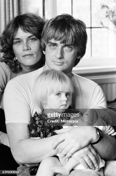 Mike Oldfield, musician and composer, pictured at home with family, eldest daughter Molly, baby son Dougal and partner Sally Cooper, Buckinghamshire,...