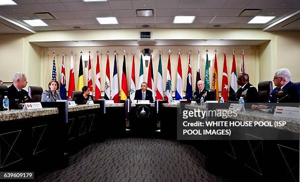 President Barack Obama speaks after attended a meeting hosted by Joint Chiefs of Staff General Martin E. Dempsey with the military leadership from 21...