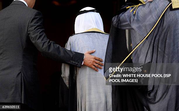 President Barack Obama welcomes His Highness Sheikh Sabah Al-Ahmed Al-Jaber Al-Sabah, Amir of the State of Kuwait on the South Lawn of the White...