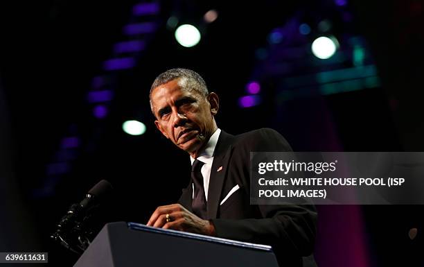 President Barack Obama delivers remarks at the Congressional Black Caucus Foundation's 45th Annual Legislative Conference Phoenix Awards Dinner at...