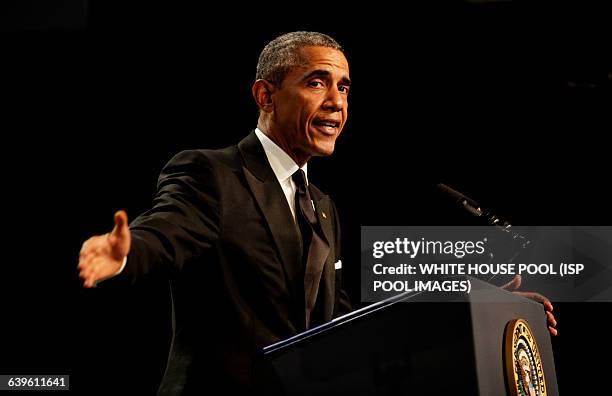 President Barack Obama delivers remarks at the Congressional Black Caucus Foundation's 45th Annual Legislative Conference Phoenix Awards Dinner at...