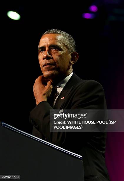 President Barack Obama delivers remarks at the Congressional Black Caucus Foundation's 45th Annual Legislative Conference Phoenix Awards Dinner at...