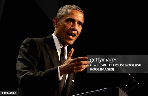 President Barack Obama delivers remarks at the Congressional Black Caucus Foundation's 45th Annual Legislative Conference Phoenix Awards Dinner at...