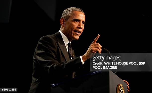 President Barack Obama delivers remarks at the Congressional Black Caucus Foundation's 45th Annual Legislative Conference Phoenix Awards Dinner at...