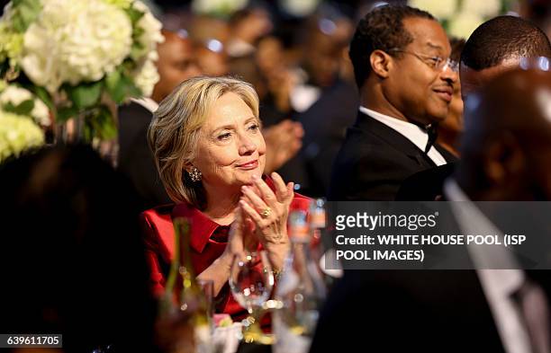 Democratic presidential candidate Hillary Rodham Clinton applauses a speaker at the Congressional Black Caucus Foundation's 45th Annual Legislative...