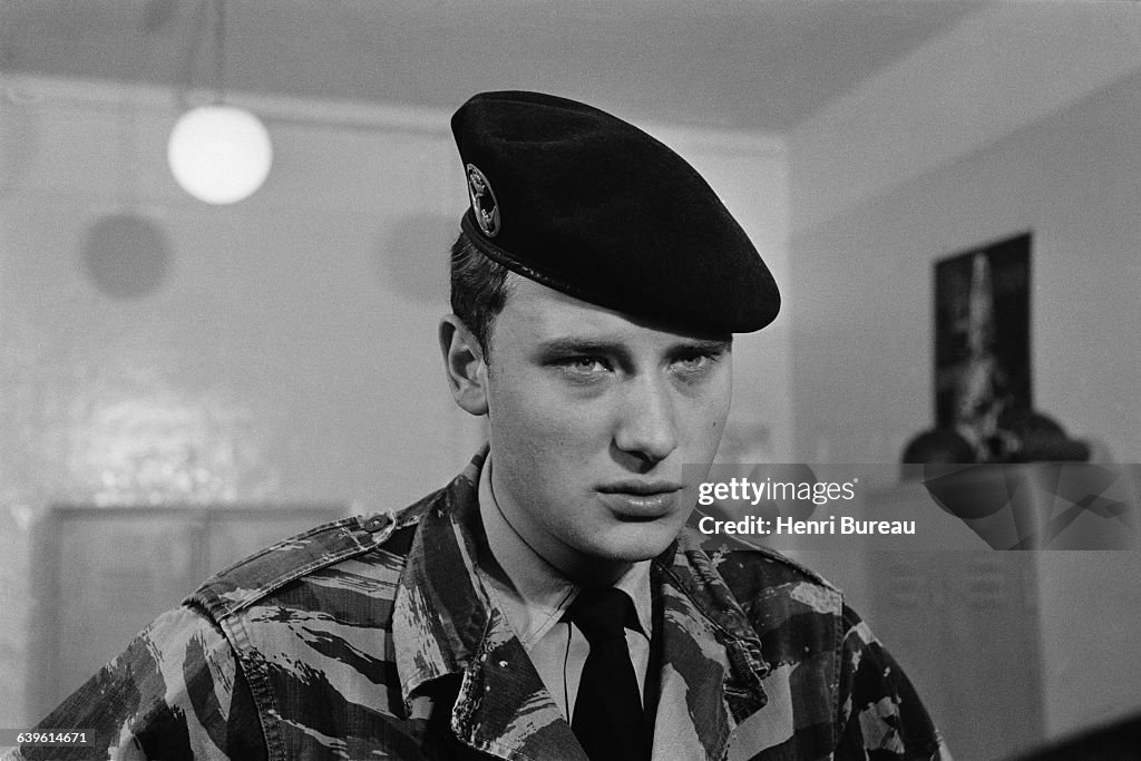 French Singer Johnny Hallyday During His Military Service
