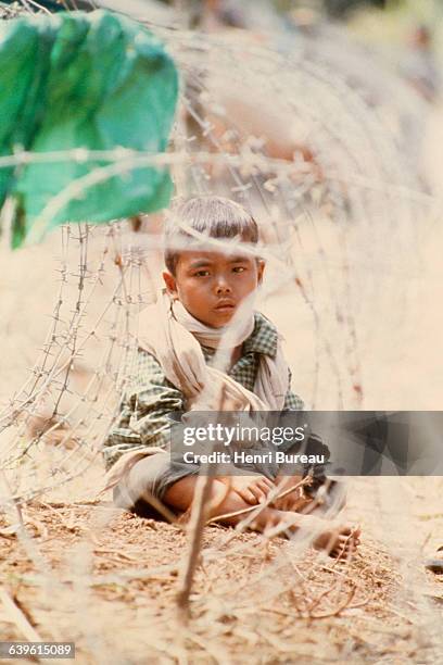 Cambodian child in a refugee camp in the Aranyaprathet region on the Thai border.