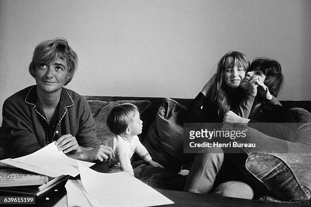 French writer Francoise Sagan, her son Denis, who she had with American sculptor Robert Westhoff, and singer and actress Juliette Greco with her...