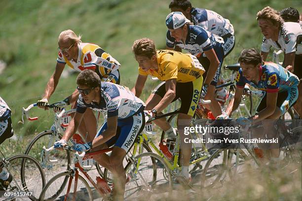 Laurent Fignon, Pedro Delgado, Greg Lemond , Beat Breu, Robert Millar and Steven Rooks compete during stage 17 of the 1989 Tour de France.