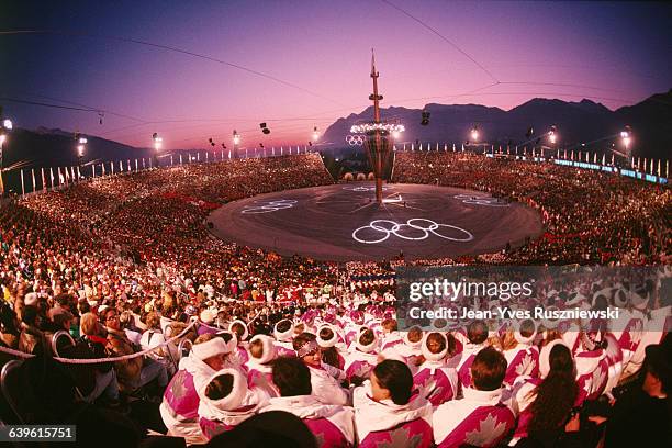 Opening Ceremony of the 1992 winter Olympic Games in Albertville.