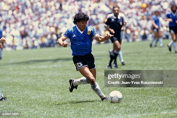 Argentina's Diego Maradona during the 1986 FIFA World Cup quarter finals against England. Argentina won 2-1.