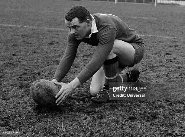 Ireland's fullback Tom Kiernan during the last training session before the 1966 Five Nations Tournament match, France vs Ireland.