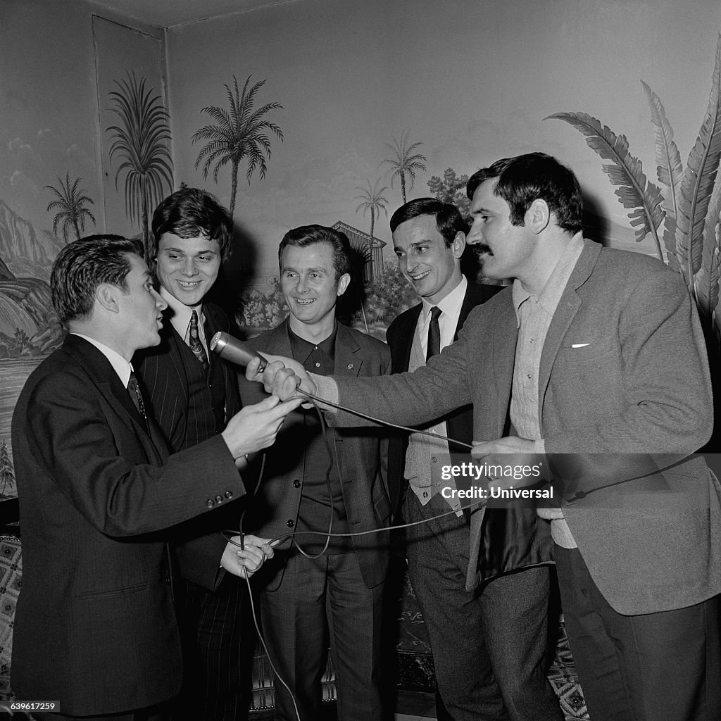 France's Rugby Union players before leaving France for a Five Nations