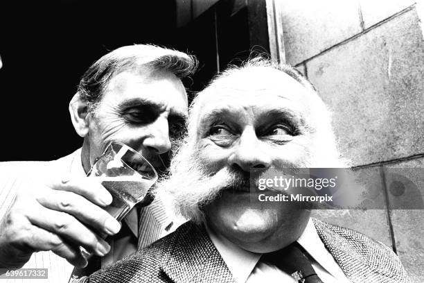 The cast of Big Bad Mouse at the Theatre Royal, Newcastle, on 10th June, 1980. Eric Sykes and Jimmy Edwards.