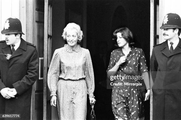 Frances Shand Kydd, proud mother of Princess Diana, Princess of Wales, leaves St Mary's Hospital, London after visiting her daughter and new...