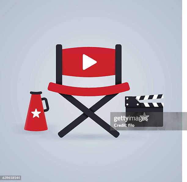 video and movie making - directors chair stock illustrations