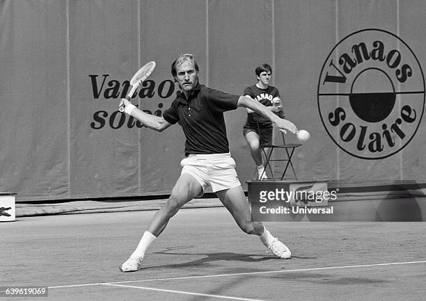 American player Stan Smith during the 1973 Roland Garros French Open.