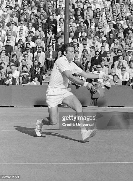 Manuel Santana from Spain during a Davis Cup match against France.