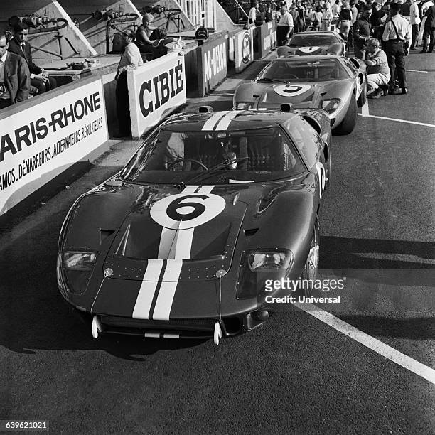 The famous Ford GT40 driven by Mario Andretti and Lucien Bianchi during the 1966 24 Hours of Le Mans.