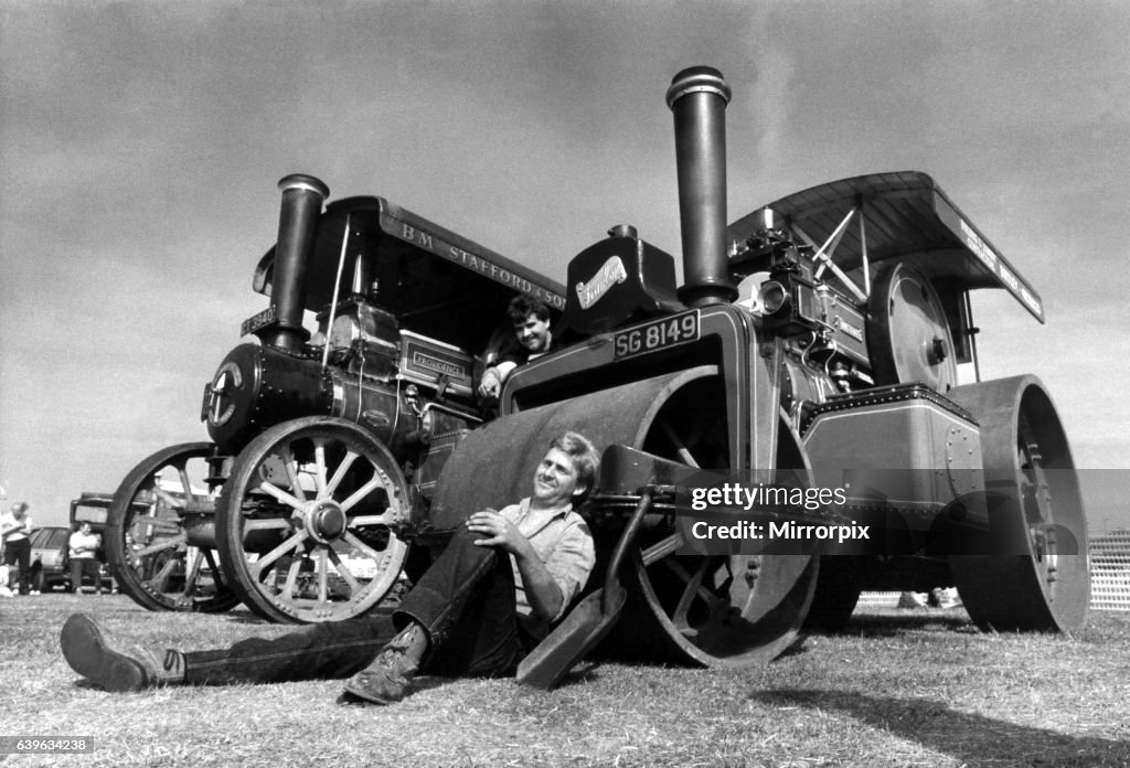 Mr John Bainbridge and Mr Ian Thompson with their 1923 Fowler Steam Roller on 19th June 1989