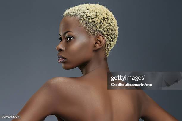 beauty portrait  fashion  beautiful african ethnicity  young women - woman short blond hair stock pictures, royalty-free photos & images