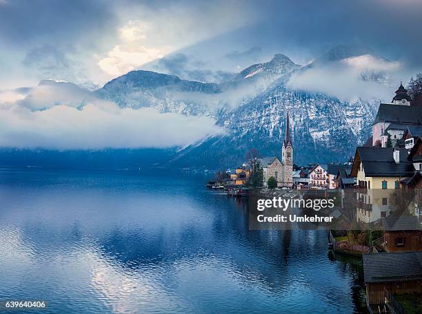 seaside view from hallstatt austria - salzburg stock pictures, royalty-free photos & images