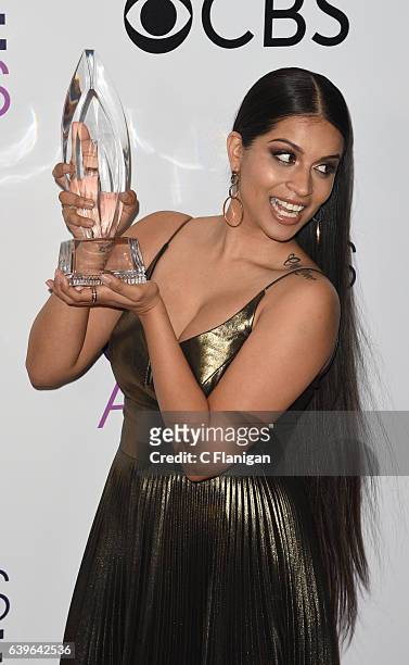 Lilly Singh poses at the People's Choice Awards 2017 at Microsoft Theater on January 18, 2017 in Los Angeles, California.