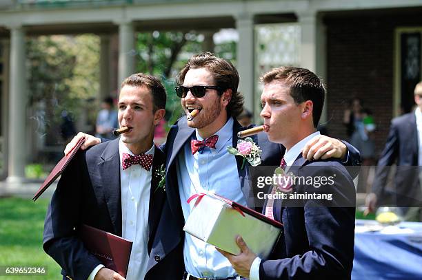 three male students smoking cigar - boarding school bildbanksfoton och bilder