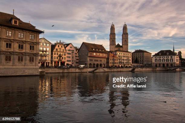 zurich old town - grossmunster cathedral stock pictures, royalty-free photos & images