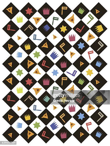 purim symbols backround - purim stock illustrations
