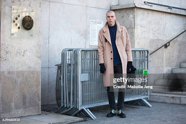 Model Matthew Picard after the Lanvin show at Palais de Tokyo on January 22, 2017 in Paris, France.