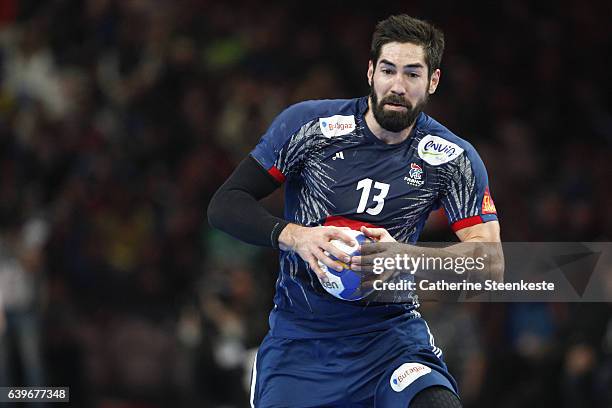 Nikola Karabatic of France is running with the ball during the 25th IHF Men's World Championship 2017 Round of 16 match between France and Iceland at...