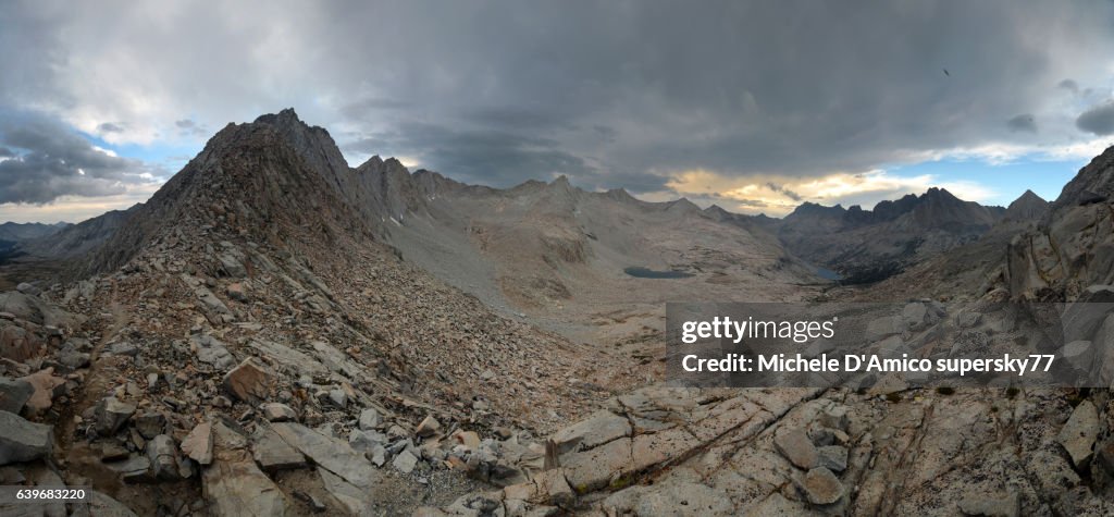 Gloomy Rocky high altitude landscape in the Sierra Nevada.