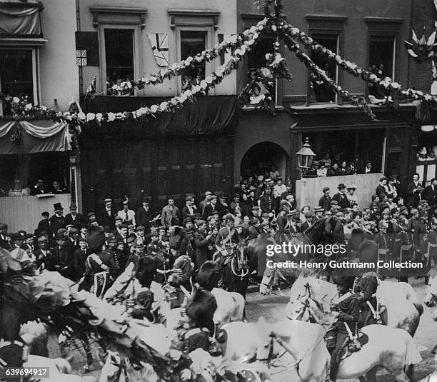 Contingent of Royal Scots Greys in Queen Victoria's Diamond Jubilee procession, on Borough High Street, London, on their return to Buckingham Palace...