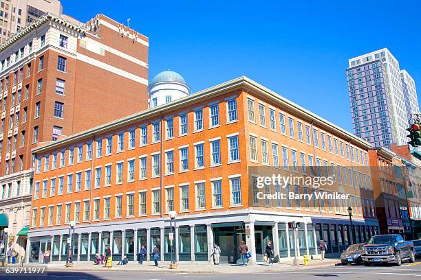 brick historic corner building, new haven - new haven bildbanksfoton och bilder