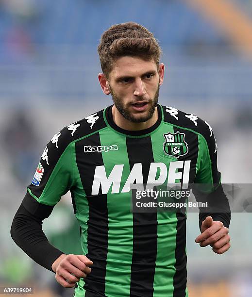 Domenico Berardi of US Sassuolo in action during the Serie A match between Pescara Calcio and US Sassuolo at Adriatico Stadium on January 22, 2017 in...