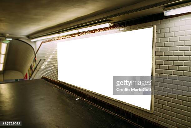advertisement panel - subway station poster stock pictures, royalty-free photos & images